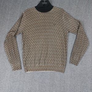 SUN68 MENS GEOMETRIC 100% WOOL LONG SLEEVE TURTLENECK SWEATER SIZE LARGE